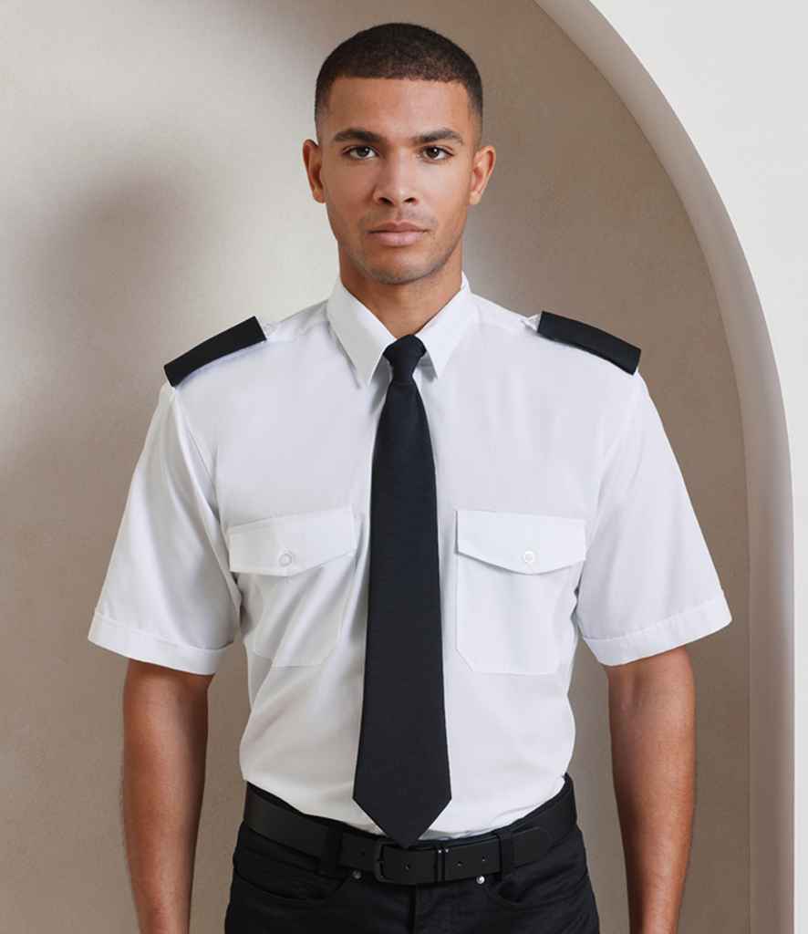 Premier Short Sleeve Pilot Shirt PR212 - PR212 White Model
