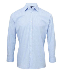 Premier Gingham Long Sleeve Shirt PR220 - Light Blue/White