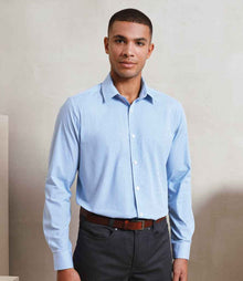 Premier Gingham Long Sleeve Shirt PR220 - PR220 Light Blue/White Model