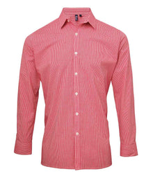 Premier Gingham Long Sleeve Shirt PR220 - Red/White