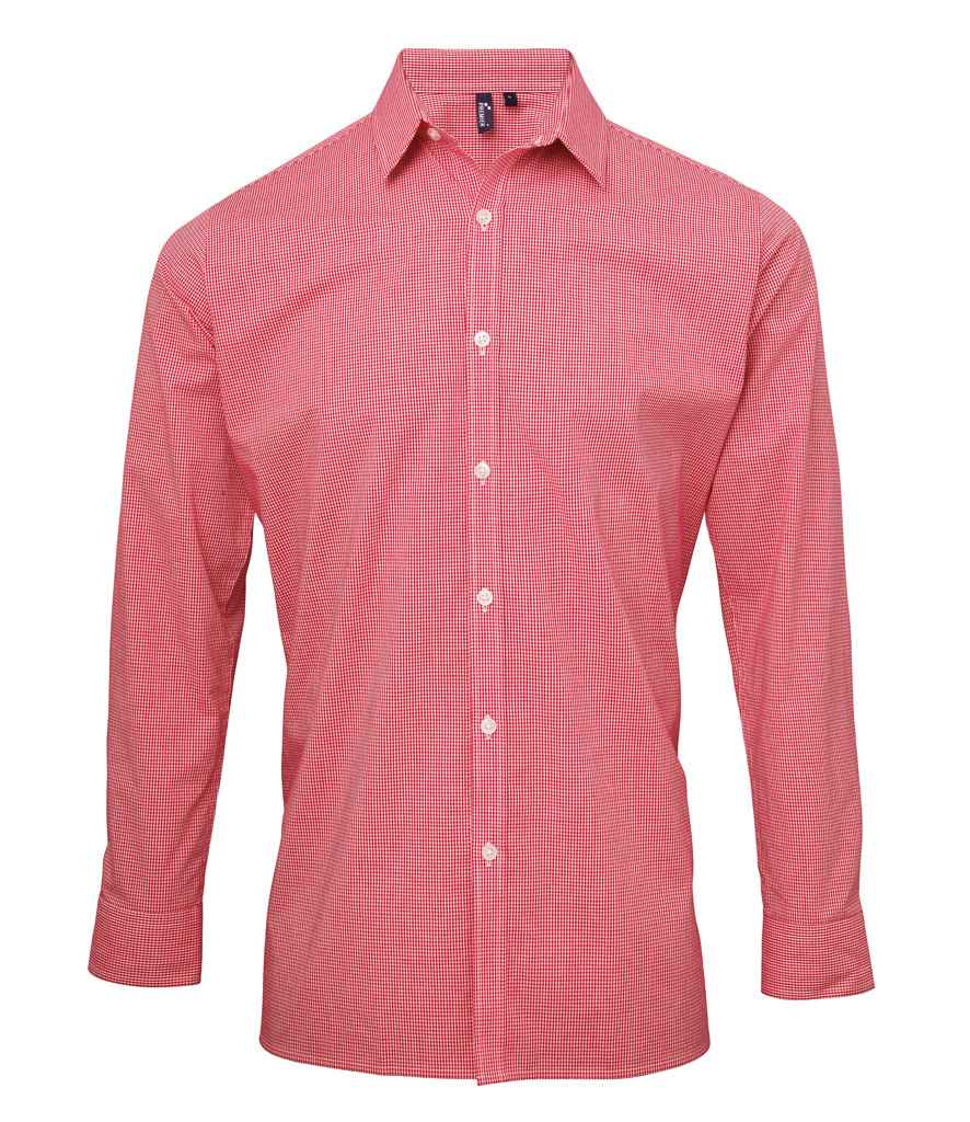 Premier Gingham Long Sleeve Shirt PR220 - Red/White