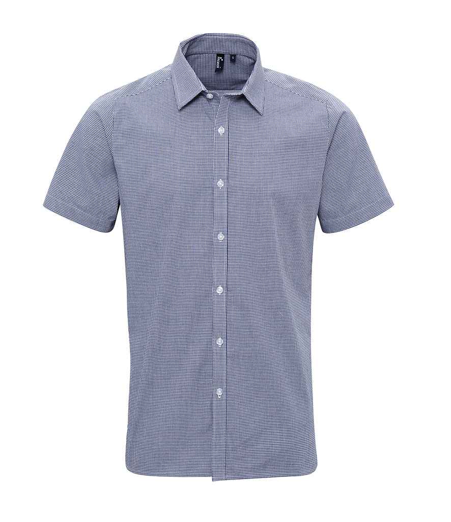 Premier Gingham Short Sleeve Shirt PR221 - Navy/White