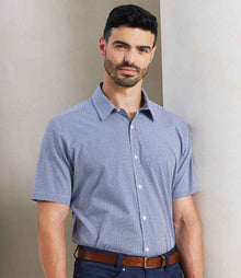 Premier Gingham Short Sleeve Shirt PR221 - PR221 Navy/White Model