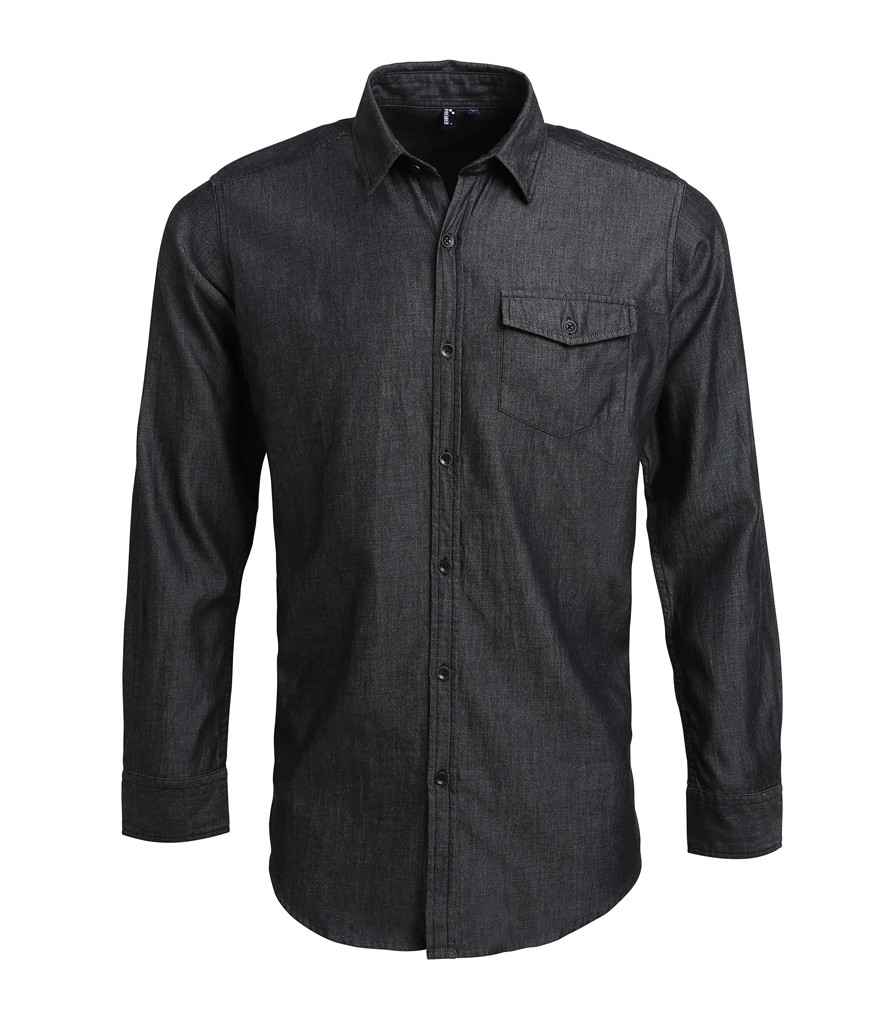 Premier Jeans Stitch Denim Shirt PR222 - Black Denim