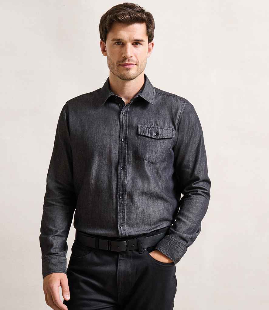 Premier Jeans Stitch Denim Shirt PR222 - PR222 Black Denim Model