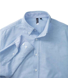 Premier Long Sleeve Striped Oxford Shirt PR238 - PR238 Oxford Blue Detail