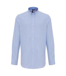 Premier Long Sleeve Striped Oxford Shirt PR238 - White/Oxford Blue