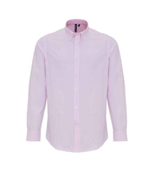 Premier Long Sleeve Striped Oxford Shirt PR238 - White/Pink