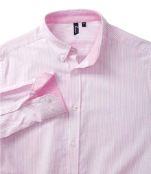 Premier Long Sleeve Striped Oxford Shirt PR238 - PR238 White/Pink Detail