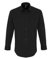 Premier Long Sleeve Stretch Fit Poplin Shirt PR244 - Black