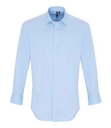 Premier Long Sleeve Stretch Fit Poplin Shirt PR244 - Pale Blue