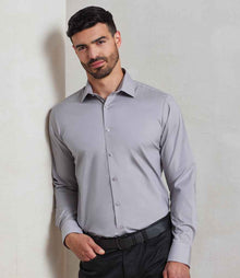 Premier Long Sleeve Stretch Fit Poplin Shirt PR244 - PR244 Silver Model