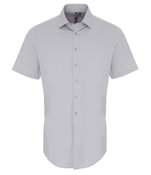 Premier Short Sleeve Stretch Fit Poplin Shirt PR246 - Silver