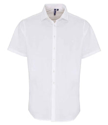 Premier Short Sleeve Stretch Fit Poplin Shirt PR246 - White