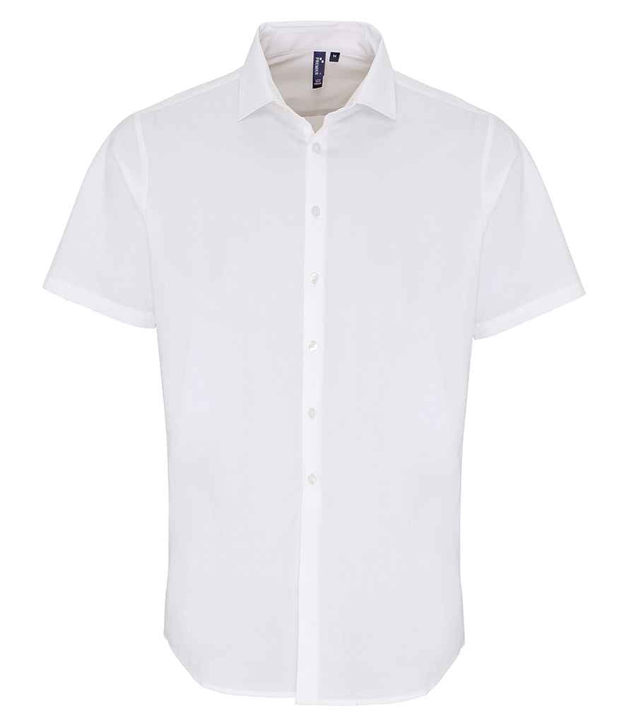 Premier Short Sleeve Stretch Fit Poplin Shirt PR246 - White