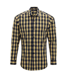 Premier Mulligan Check Long Sleeve Shirt PR250 - Camel/Navy