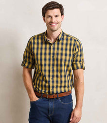 Premier Mulligan Check Long Sleeve Shirt PR250 - PR250 Camel/Navy Model