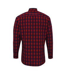 Premier Mulligan Check Long Sleeve Shirt PR250 - PR250 Red/Navy Back