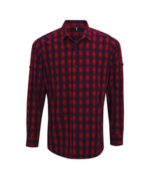 Premier Mulligan Check Long Sleeve Shirt PR250 - Red/Navy