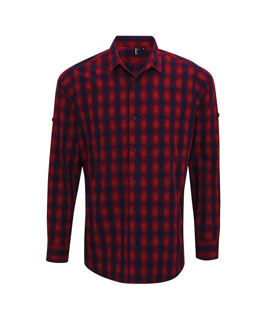 Premier Mulligan Check Long Sleeve Shirt PR250 - Red/Navy