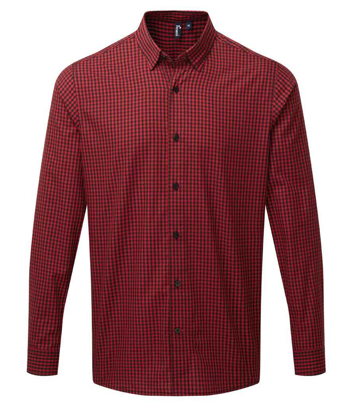 Premier Maxton Check Long Sleeve Shirt PR252 - Black/Red