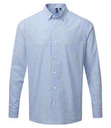 Premier Maxton Check Long Sleeve Shirt PR252 - Light Blue/White