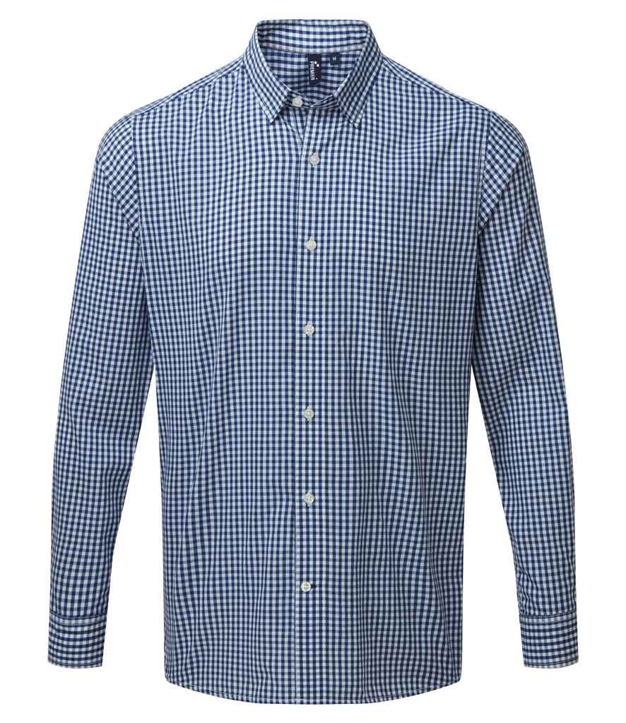 Premier Maxton Check Long Sleeve Shirt PR252 - Navy/White