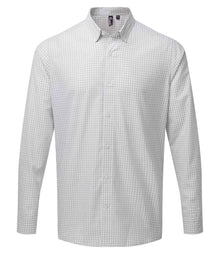 Premier Maxton Check Long Sleeve Shirt PR252 - Silver/White