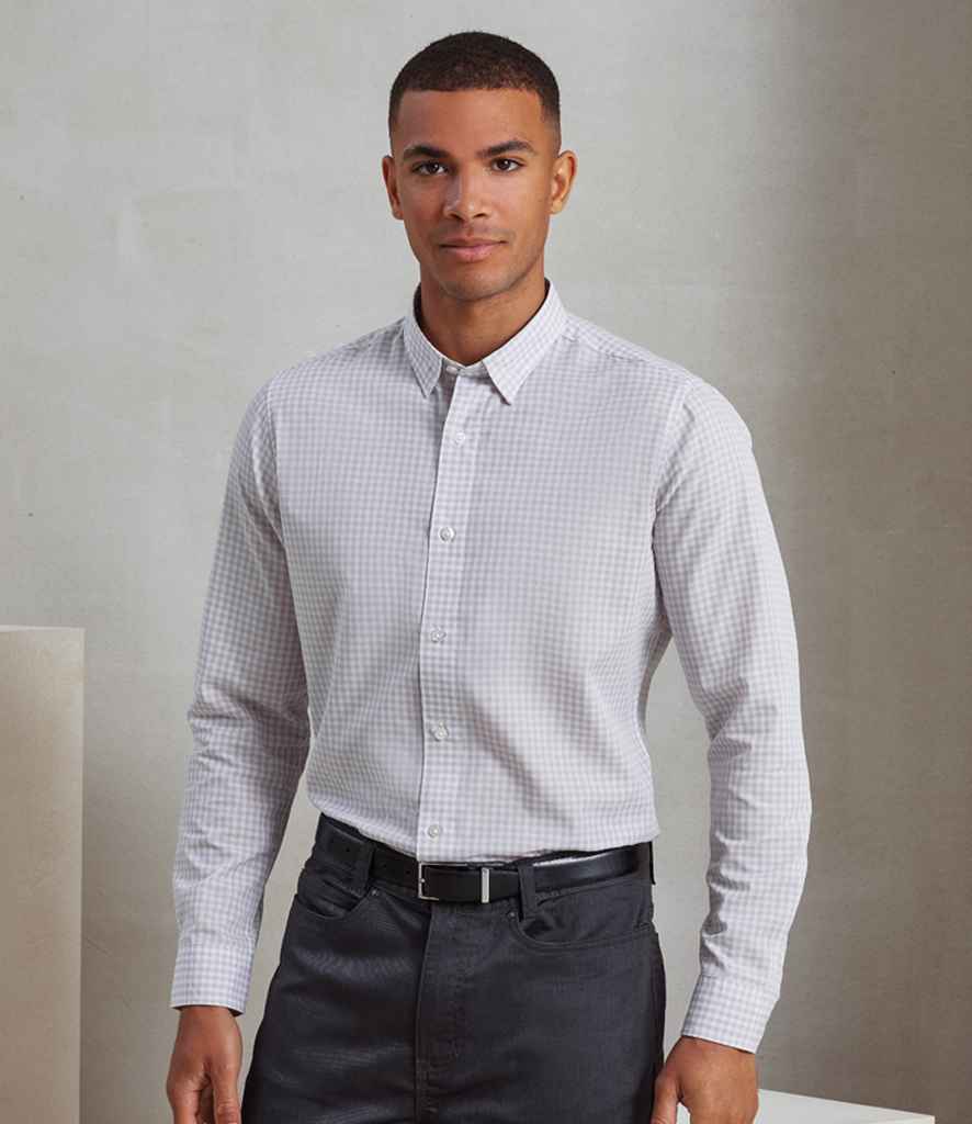 Premier Maxton Check Long Sleeve Shirt PR252 - PR252 Silver/White Model