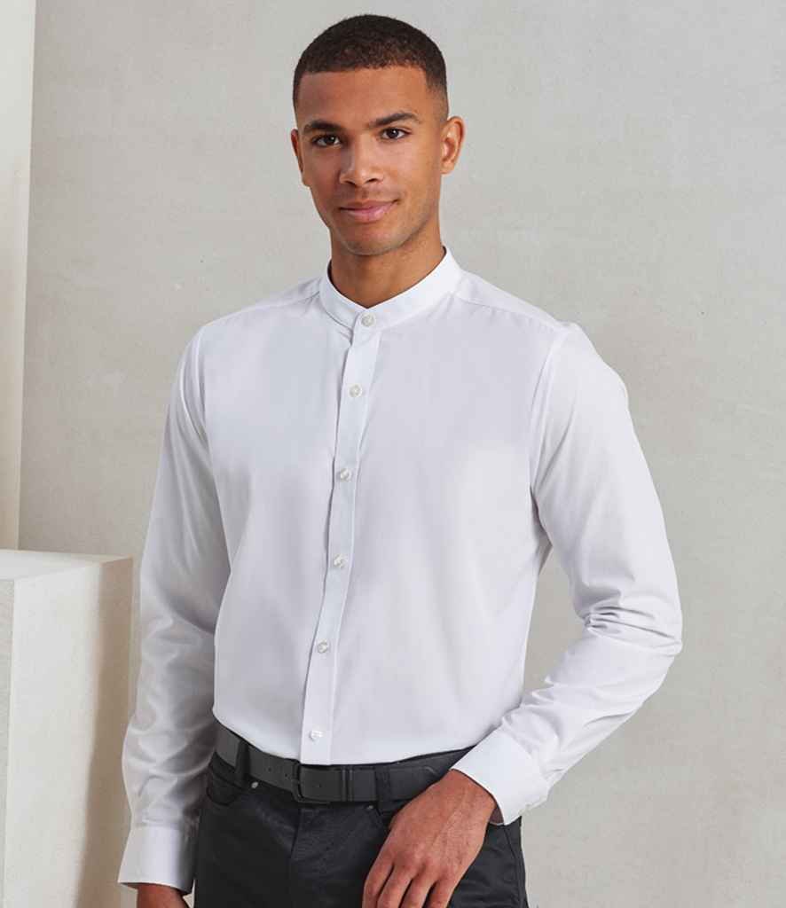Premier Long Sleeve Grandad Shirt PR258 - PR258 White Model