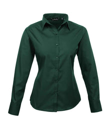 Premier Ladies Long Sleeve Poplin Blouse PR300 - Bottle Green
