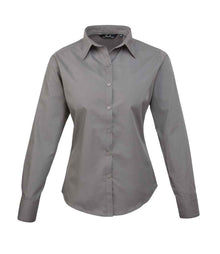 Premier Ladies Long Sleeve Poplin Blouse PR300 - Dark Grey