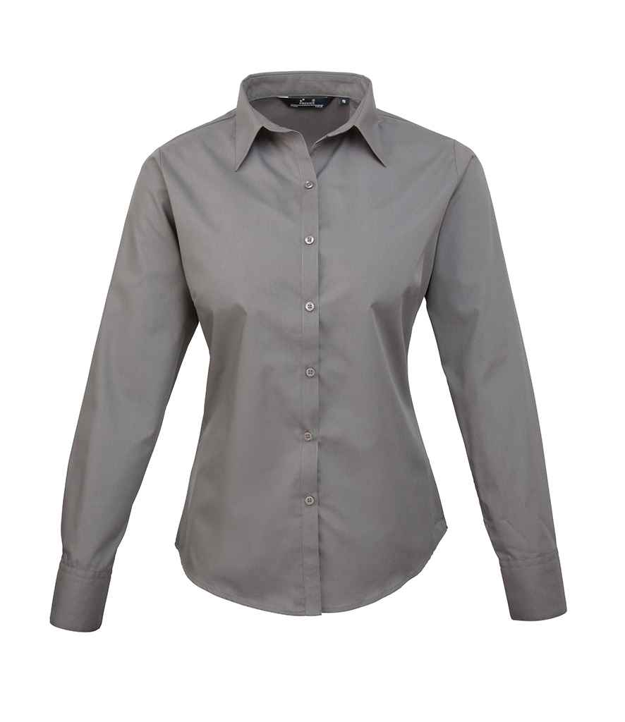 Premier Ladies Long Sleeve Poplin Blouse PR300 - Dark Grey
