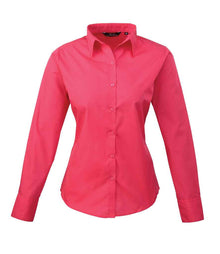Premier Ladies Long Sleeve Poplin Blouse PR300 - Hot Pink