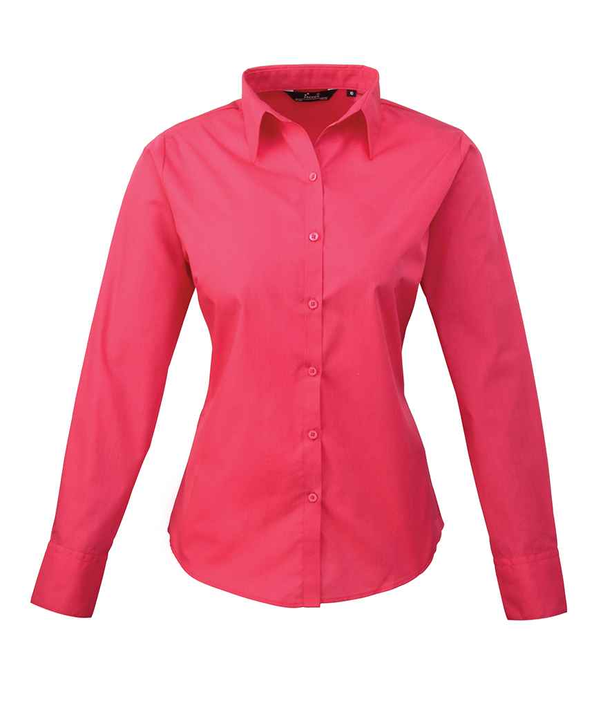 Premier Ladies Long Sleeve Poplin Blouse PR300 - Hot Pink