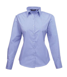 Premier Ladies Long Sleeve Poplin Blouse PR300 - Mid Blue