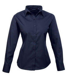 Premier Ladies Long Sleeve Poplin Blouse PR300 - Navy