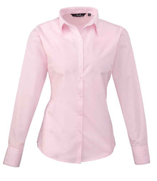 Premier Ladies Long Sleeve Poplin Blouse PR300 - Pink