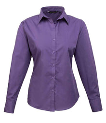 Premier Ladies Long Sleeve Poplin Blouse PR300 - Purple