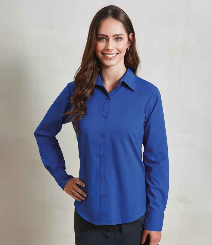 Premier Ladies Long Sleeve Poplin Blouse PR300 - PR300 Royal Blue Model