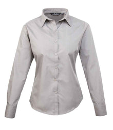 Premier Ladies Long Sleeve Poplin Blouse PR300 - Silver