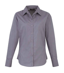 Premier Ladies Long Sleeve Poplin Blouse PR300 - Steel