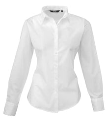 Premier Ladies Long Sleeve Poplin Blouse PR300 - White