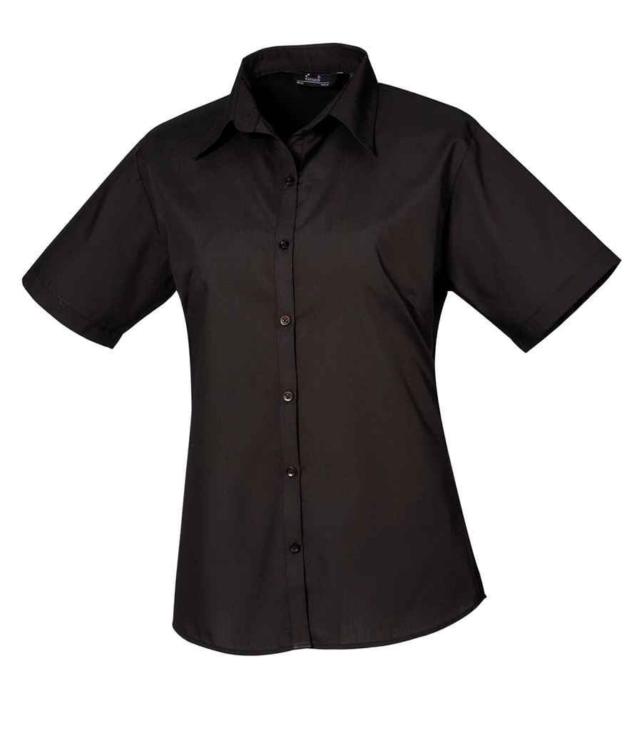 Premier Ladies Short Sleeve Poplin Blouse PR302 - Black