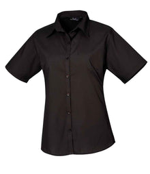 Premier Ladies Short Sleeve Poplin Blouse PR302 - Black