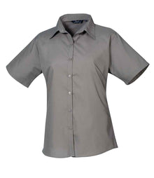 Premier Ladies Short Sleeve Poplin Blouse PR302 - Dark Grey