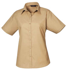 Premier Ladies Short Sleeve Poplin Blouse PR302 - Khaki