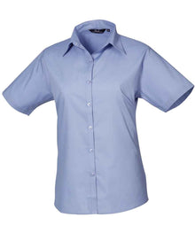 Premier Ladies Short Sleeve Poplin Blouse PR302 - Mid Blue