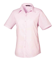 Premier Ladies Short Sleeve Poplin Blouse PR302 - Pink