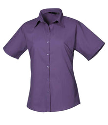 Premier Ladies Short Sleeve Poplin Blouse PR302 - Purple